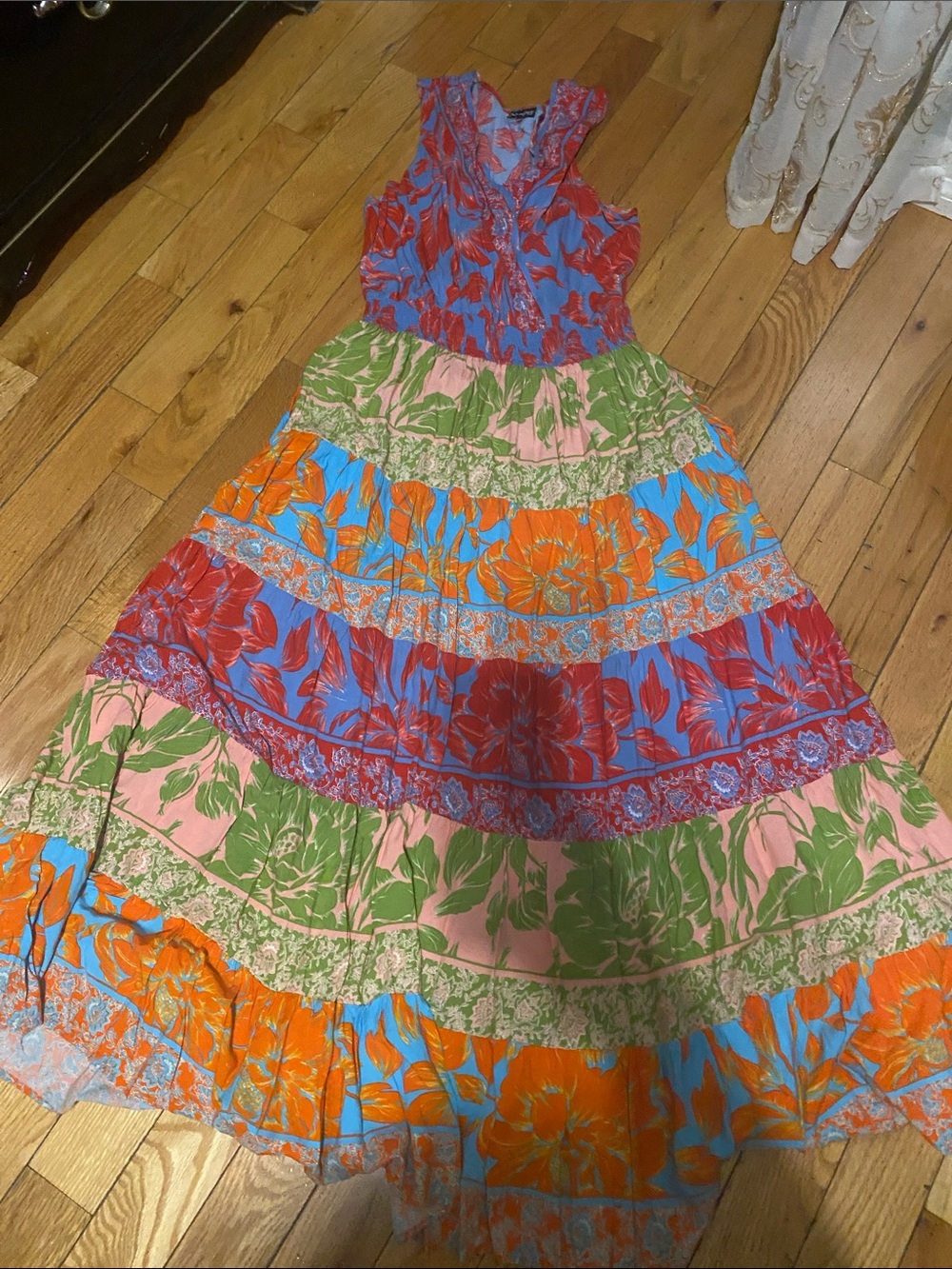 Colorful Tiered Floral Maxi Dress